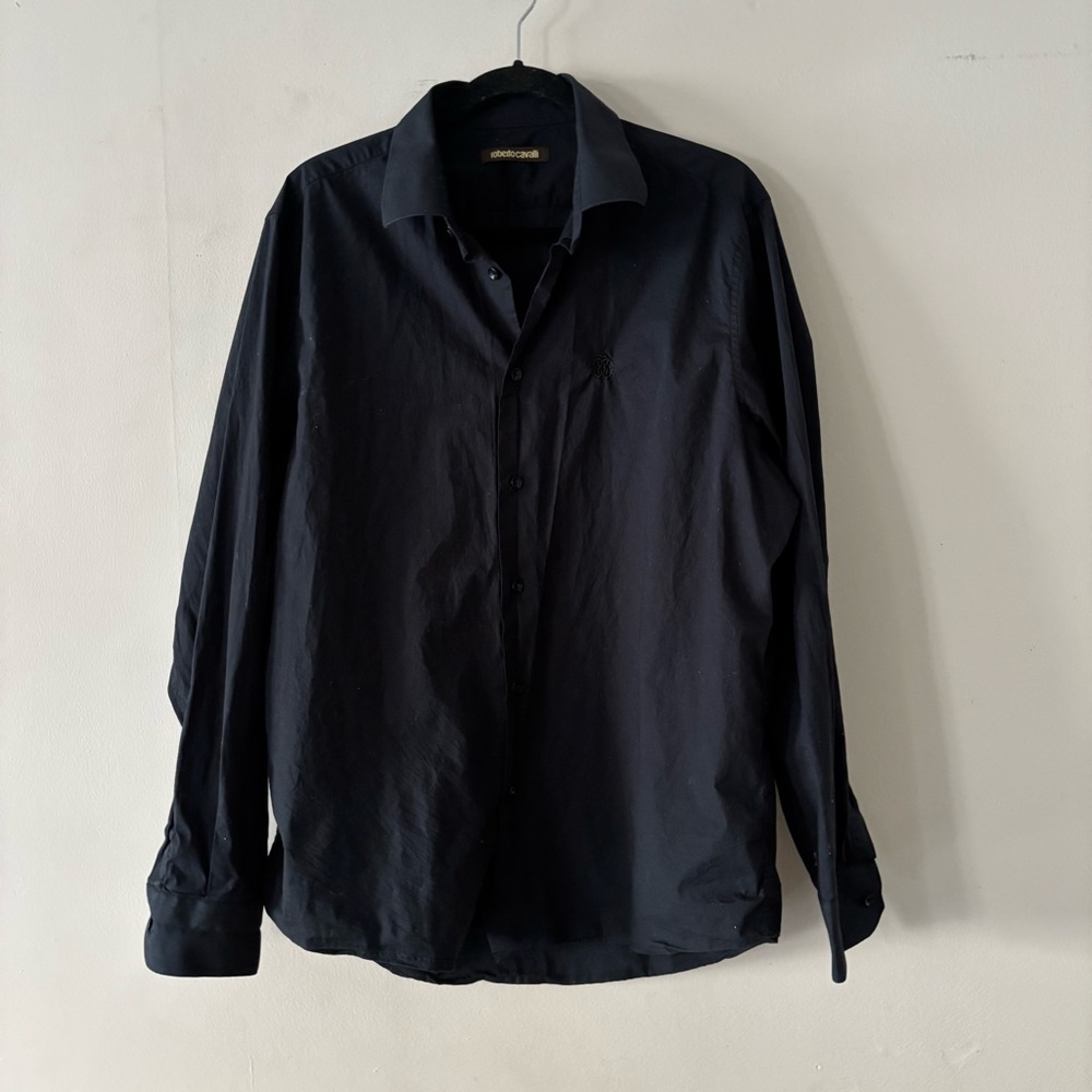 Roberto Cavalli Midnight Black Dress Shirt